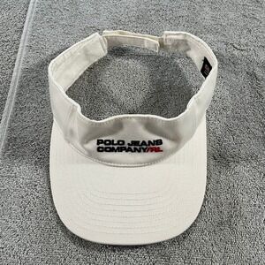VTG Ralph Lauren Polo Jeans Company Visor Hat White RL 67 Logo Pickleball Tennis